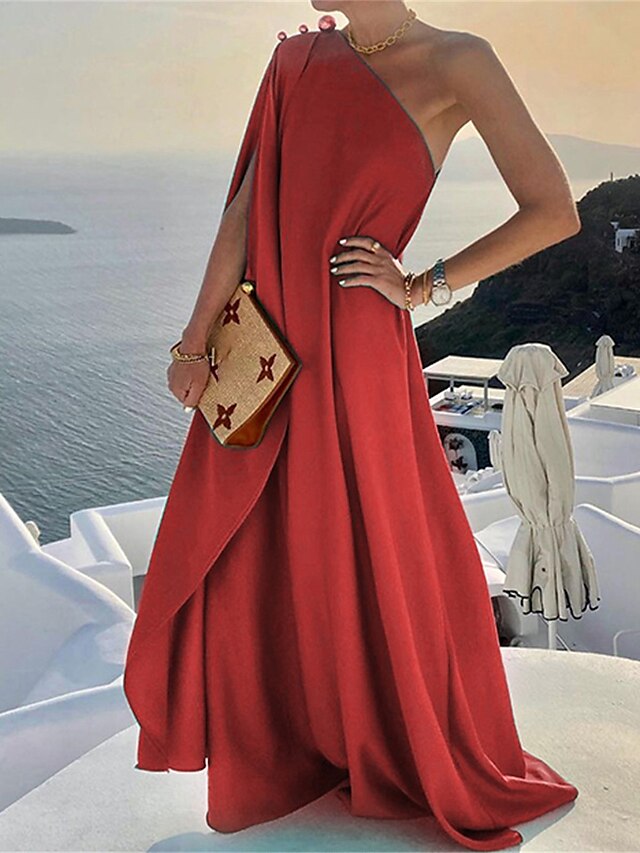  Dame Ballkjole Festkjole Gjestekjole til bryllup Polyester Lapper Enskuldret 3/4 ermer Blomstret Feriereise Bryllupsgjest Elegant Svart Gul Sommer Vår