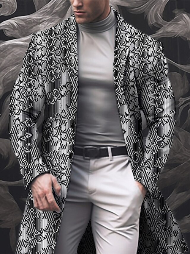 Halloween Mens Graphic Jacket Geometry Fashion Streetwear Business Coat