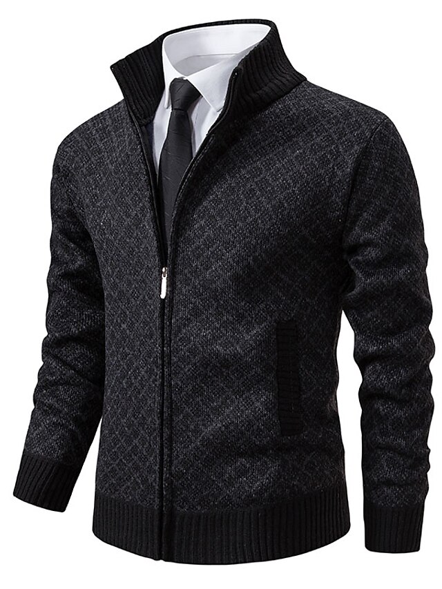  Herren Pullover Kleid Pullover Strickjacke Strickware Grobstricken Stricken Cropped Solide / einfarbig Familientreffen Gehen Bekleidung Herbst Winter Weinrot Schwarz M L XL