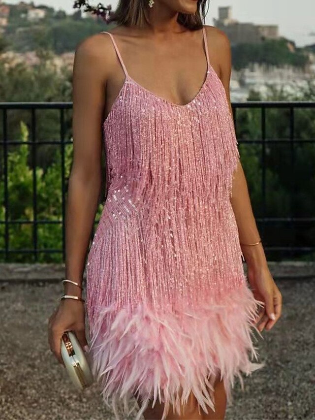 Women's Sequin Dress Fringe Dress Party Dress Sequins Tassel Fringe