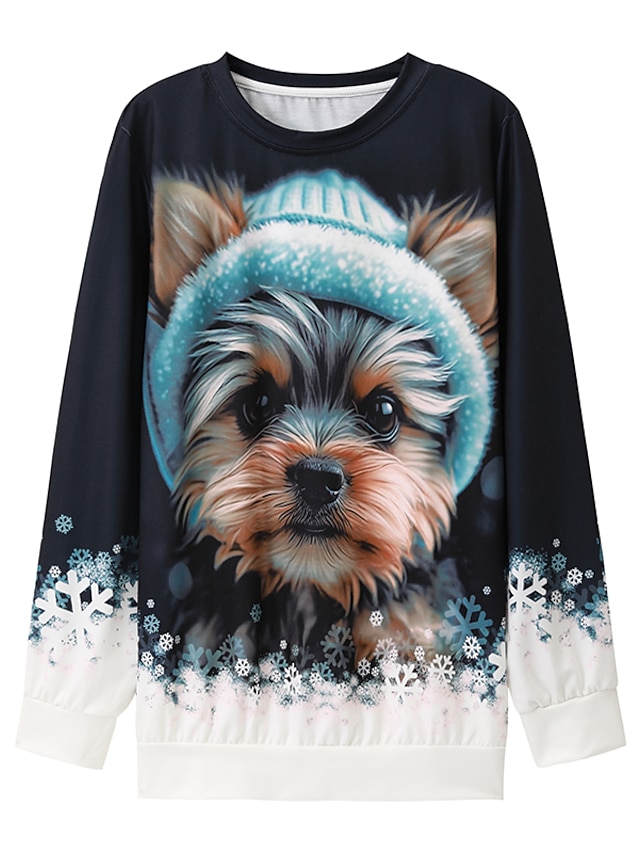  Women's Sweatshirt Pullover Dog Casual Sports Black Red Blue Active Sportswear Round Neck Long Sleeve Top Micro-elastic Fall & Winter