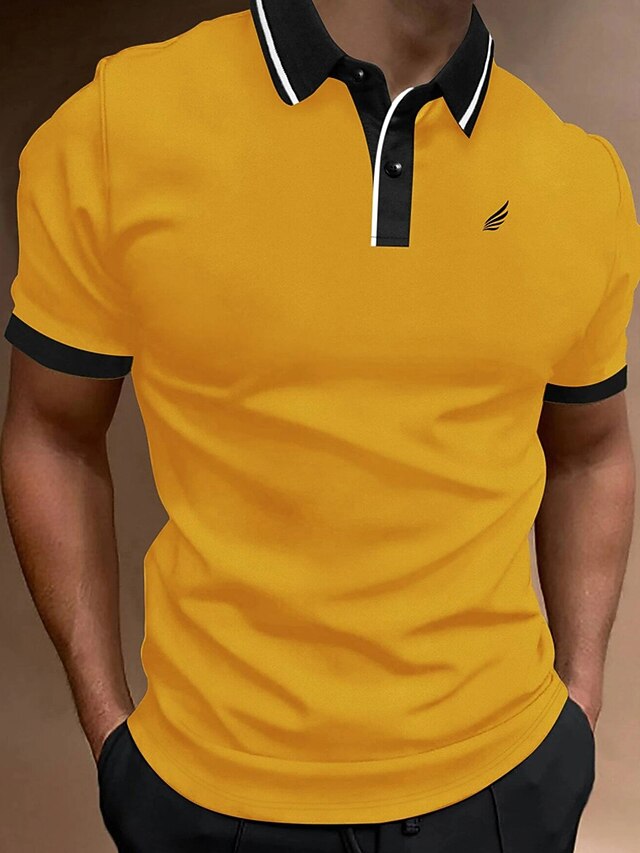 Men's Polo Shirt Button Up Polos Casual Sports Lapel Short Sleeve