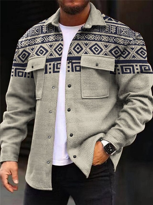 GEORGE TRIBAL BLUE MENS PRINTED SHIRT
