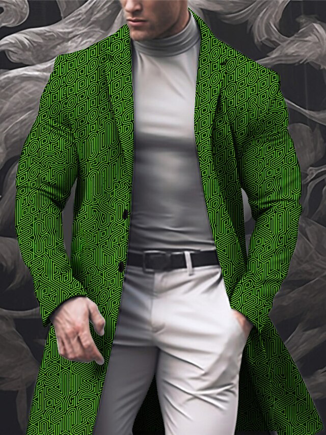 Halloween Mens Graphic Jacket Geometry Fashion Streetwear Business Coat