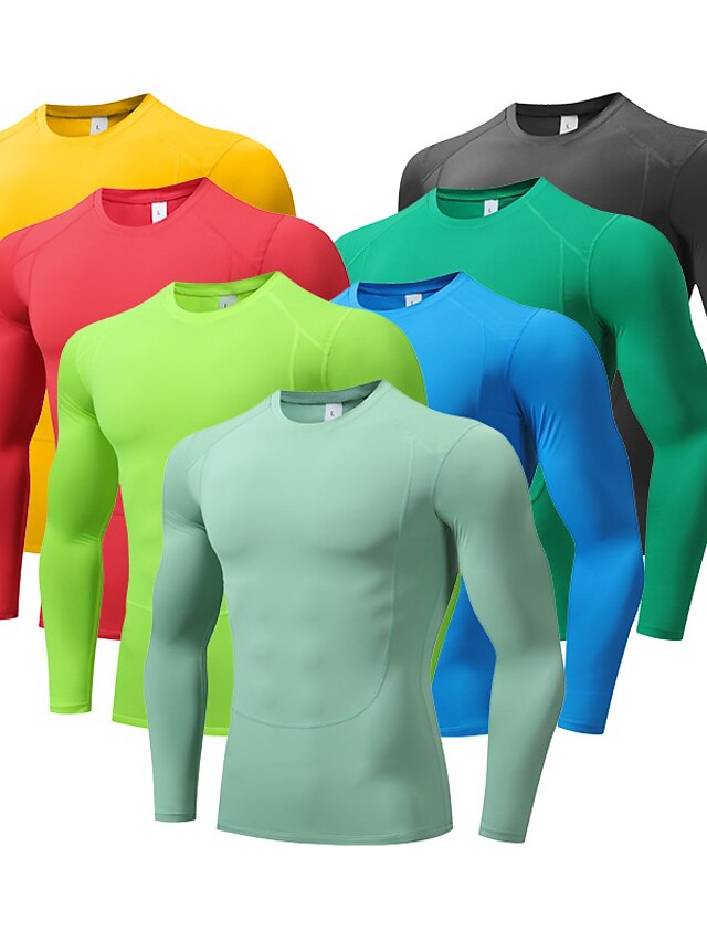 Men's Gym Shirt Compression Shirt Fitness Shirt Men Tops Zip Polo Crew