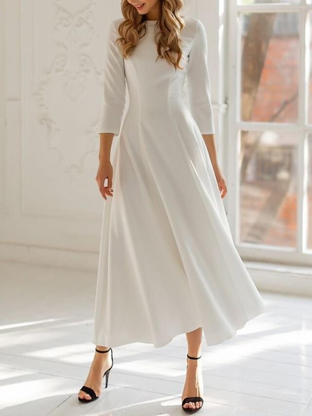 Allegra K Vestito Elegante Donna in Pizzo Floreale Tubino Maniche 3/4 Girocollo Abito Aderente da Lavoro Ufficio per Festa di Halloween Blu Reale S