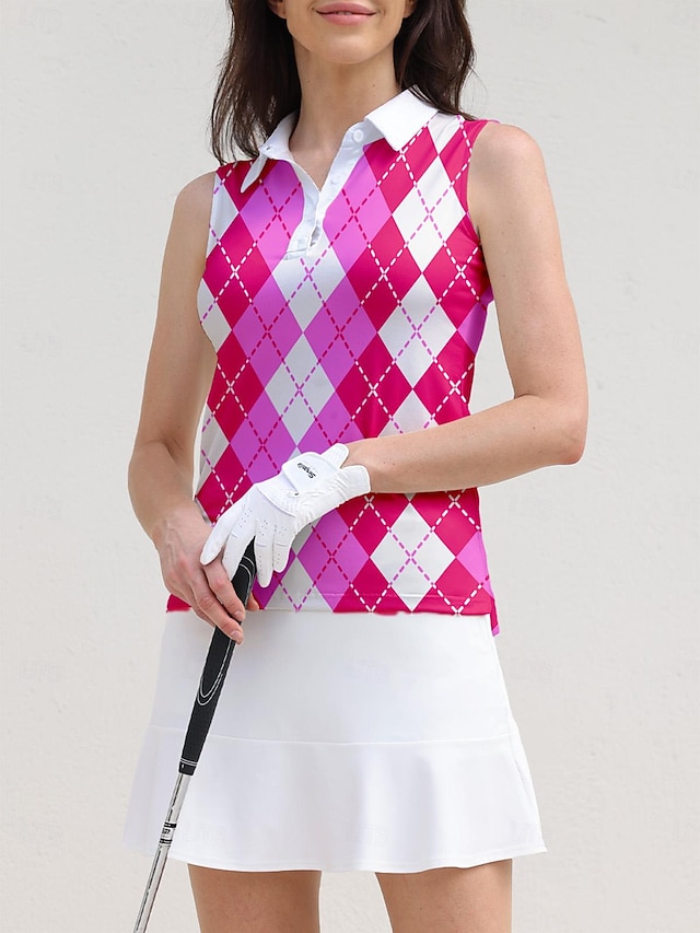 Women's Golf Polo Shirt Pink Sleeveless Top Ladies Golf Attire Clothes main image 0