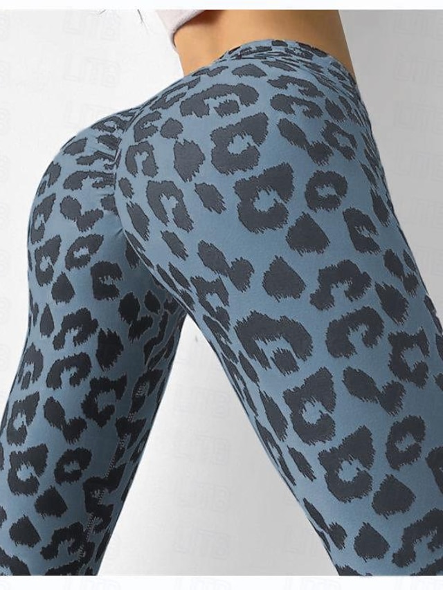  Dam Trikåer Polyester Leopard Svart Vit Yoga Ankellång Yoga