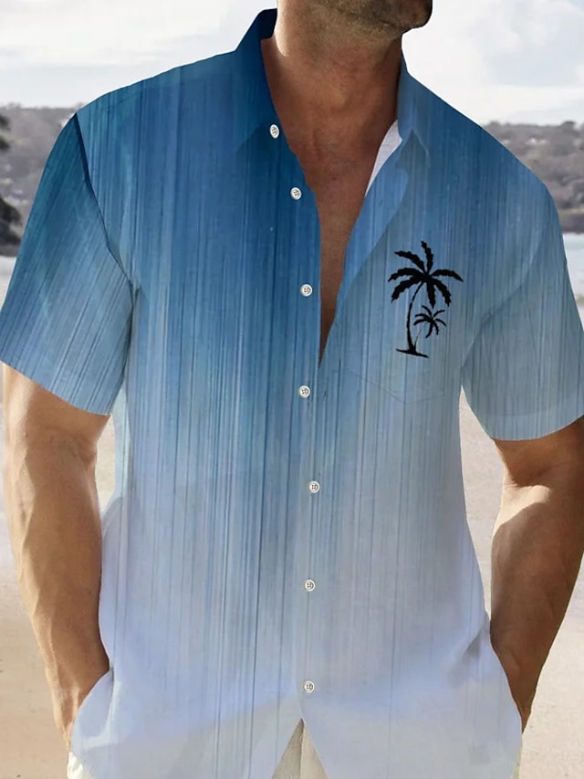  väri gradientti palmu miesten lomakeskus havaijilainen 3d painettu paita nappi ylös lyhythihainen kesäpaita loma päivittäin kulumista s to 3xl