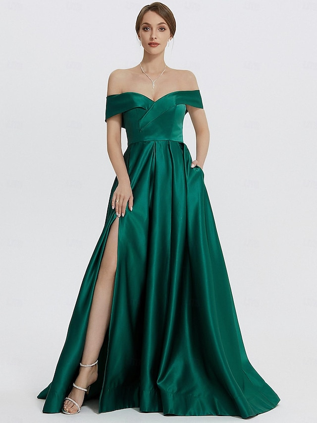 A-Line Evening Gown Elegant Dress Formal Prom Floor Length Sleeveless ...