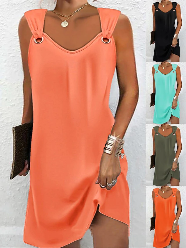 Women's Mini Dress Black Dress Casual Dress Cocktail Dress Formal Dress Vacation Fashion Basic Daily Date Going out Loose Fit Sleeveless Strap Black White Pink Blue Summer Spring 19