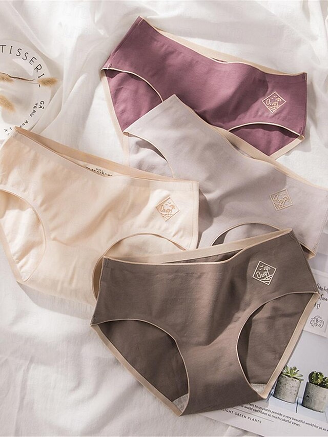 Women's Panties Pure Color Simple Daily Bed Cotton Breathable Summer Spring Home Outfits 13