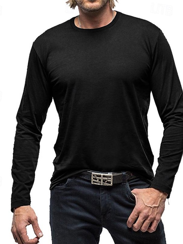  Per uomo maglietta Magliette T-shirt Maglia a maniche lunghe Liscio Girocollo Strada Da mare Manica lunga Sexy Abbigliamento Di tendenza Originale Essenziale