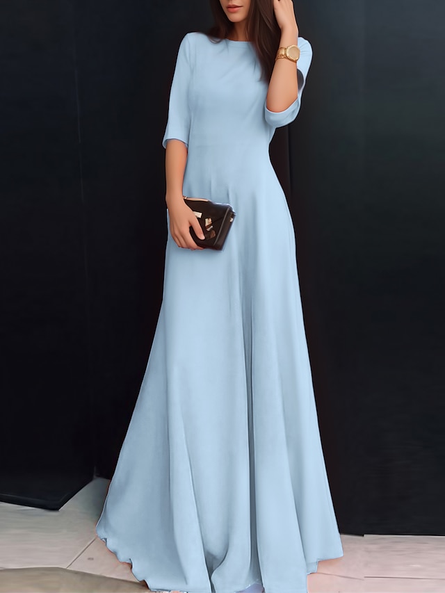  Women's Party Dress New Year's Eve Dress Swing Dress Long Dress Maxi Dress 3/4 Length Sleeve Crew Neck Elegant Formal Party Fall Spring Summer