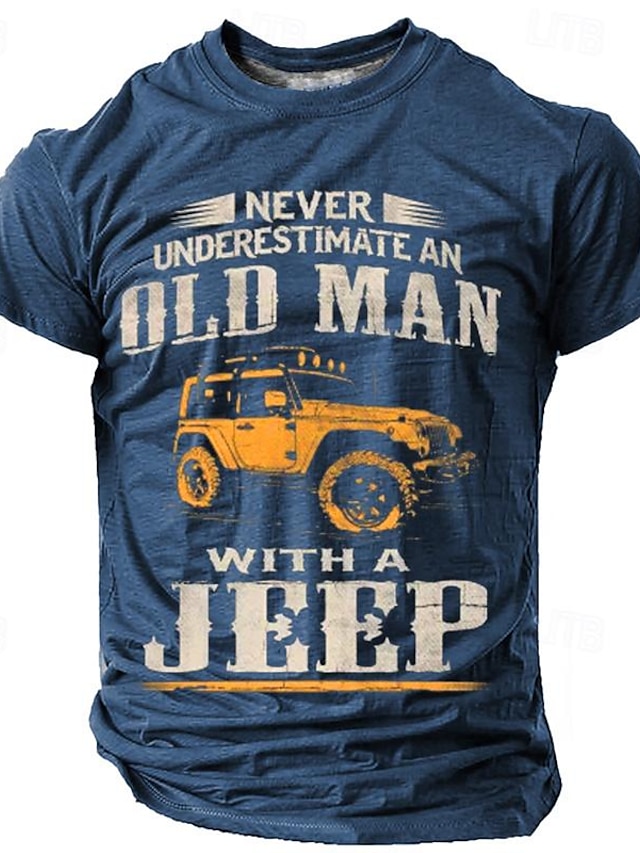  Car Old Man Men's Casual Street Style 3D Print T shirt Tee Sports Outdoor Holiday Going out T shirt Black Blue Brown Short Sleeve Crew Neck Shirt Spring & Summer Clothing Apparel S M L XL 2XL