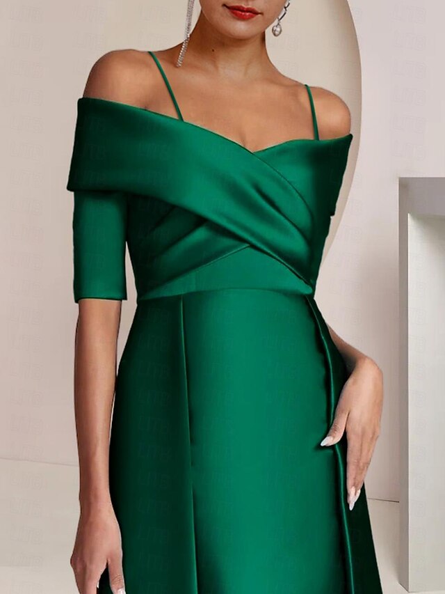 Sheath Satin Floral Print Floor-Length Mother of the Bride & Groom Dresses with Shoulder Floral