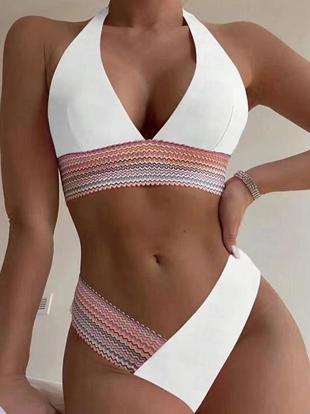  Women's Normal Swimwear Bikini 2 Piece Swimsuit Quick Dry Push Up Pure Color Scoop Neck Sporty Sexy Bathing Suits