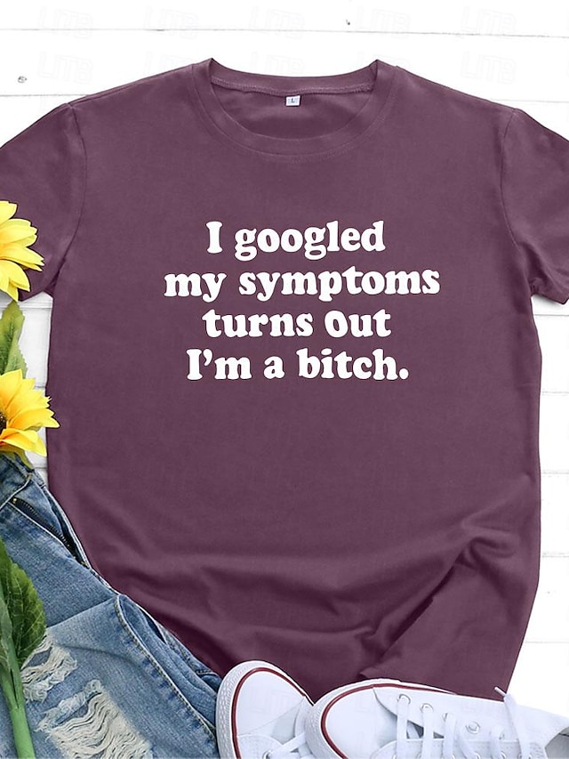  T-shirt femme drôle disant tees 100% coton femmes j'ai googlé mes symptômes imprimé t-shirts manches courtes décontractés (vert foncé l)