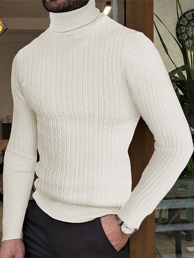  Per uomo Felpa Maglione a collo alto Maglione A coste Maglia Lavorato a maglia Liscio A collo alto Tenere al caldo Contemporaneo moderno Da tutti i giorni Per uscire Abbigliamento Autunno inverno