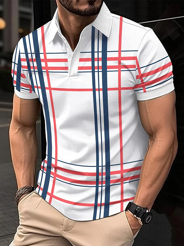 Men's Polo Shirt Work Street Turndown Short Sleeves Solid / Plain Color Basic Summer Loose Fit Ash rice white Navy Polo Shirt4
