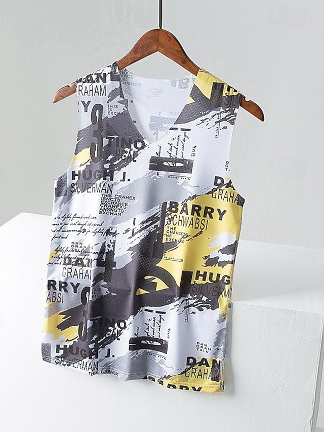  Bărbați Bluză Vest Top Sub Cămașă Bloc Culoare În V Stradă Vacanță Fără manșon Îmbrăcăminte Modă Designer De Bază