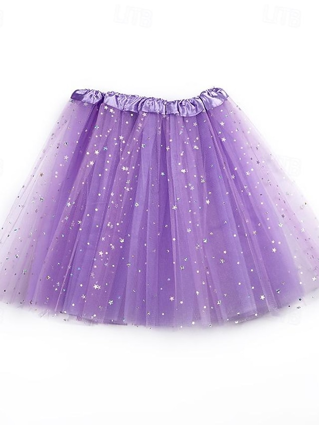  Women's Skirt Tutu Mini High Waist Skirts Sparkle Tulle Solid Colored Date Vacation Summer Tulle Fashion Casual Shiny Black Yellow Pink Red