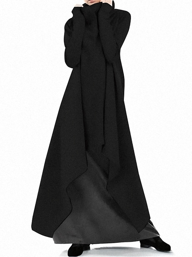  robe longue Femme Robe sweat manche longue Automne Hiver - mode Décontractées Patchwork Zippé Bloc de couleur Col Roulé robe automne Ample 2023 Noir Vin Vert Véronèse Gris S M L XL XXL 3XL 4XL 5XL
