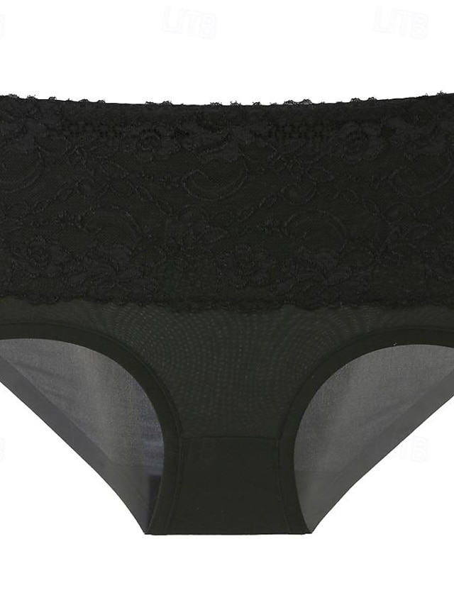  Mujer Slip 1 PC Ropa interior Moda Sencillo Sensual Encaje Agujero Flor Poliéster Alta cintura Sexy Negro Morado Rosa M L XL