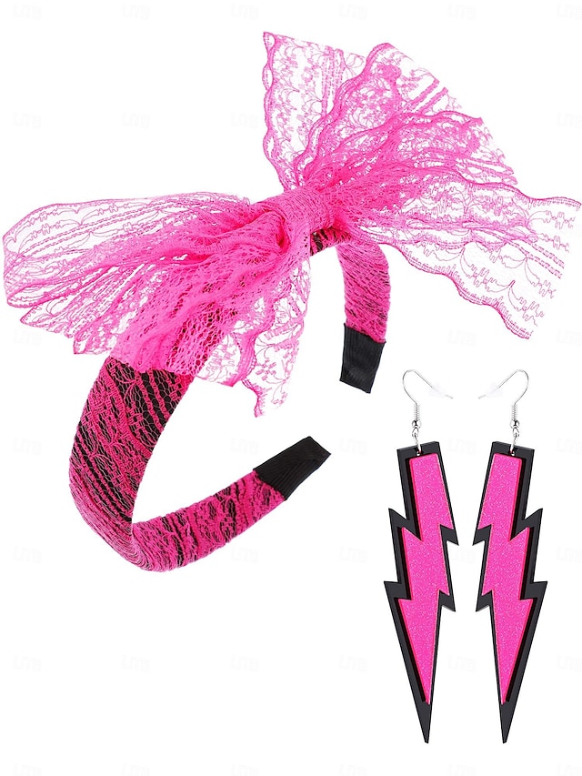 Retro Vintage Anos 80 Roupa Faixa de Cabeça Brincos Mulheres Dia Das Bruxas Carnaval Baile de Máscaras Festa / Noite Parada do Orgulho Mês do Orgulho Adulto 1 Par de Brincos Bandana