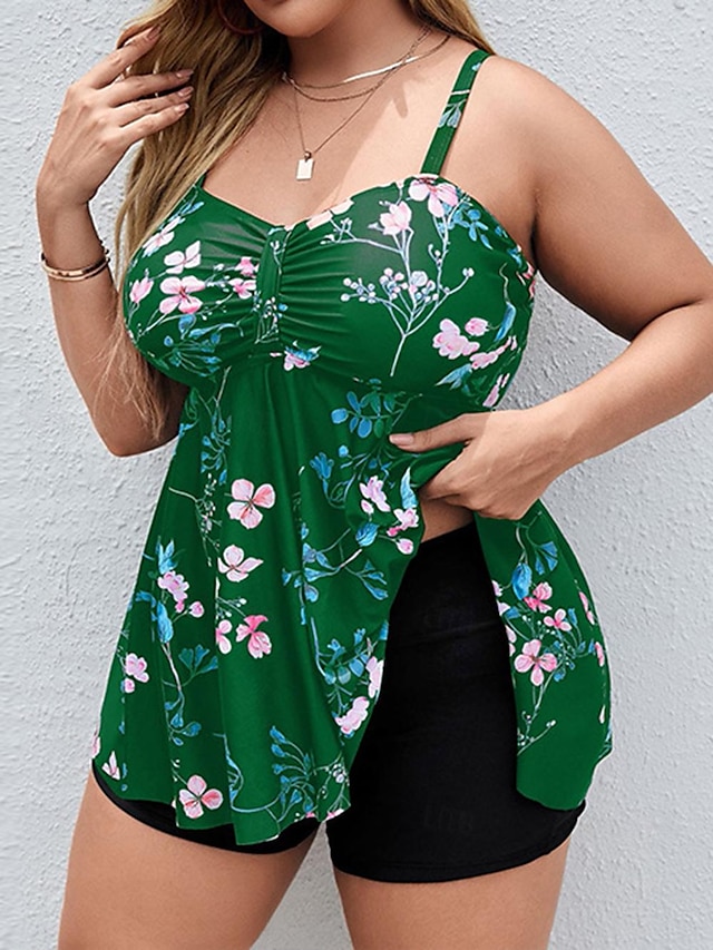 Damen Badeanzug Tankini 2 Stück Übergröße Bademode 2 Teilig Print