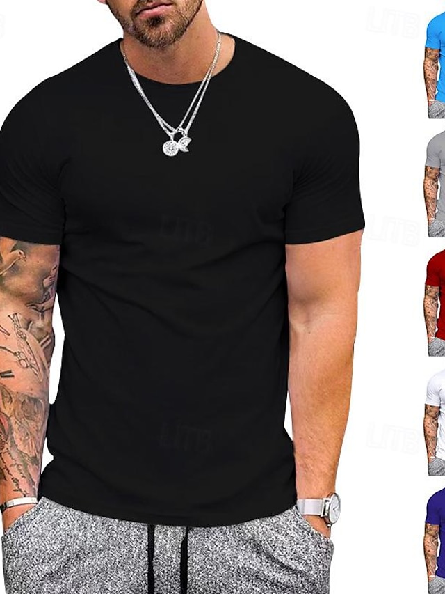  男性用 Tシャツ ティートップ 平織り クルーネック ストリート バケーション 半袖 セクシー 衣類 ファッション デザイナー ベーシック