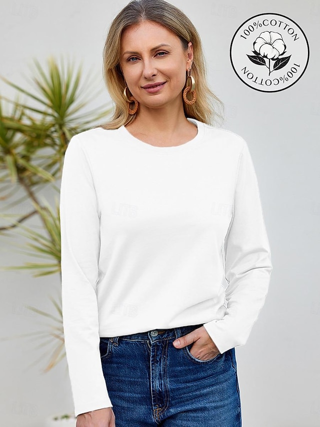  Camicia maglietta Blusa Per donna Nero Bianco Rosa Liscio Di base Strada Giornaliero Essenziale Moderno Rotonda Standard S