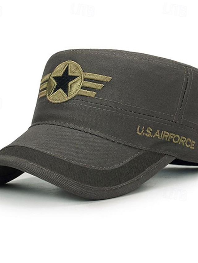  Универсальные Военная кепка Шляпа кадета Военно-зеленный Хлопок Путешествия Пляжный стиль на открытом воздухе Отпуск Сплошной цвет Регулируется Мода
