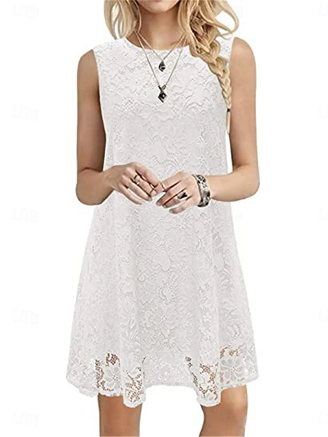 Women's White Dress Mini Dress with Sleeve Date Streetwear Crew Neck Short Sleeve Black White Burgundy Color 7