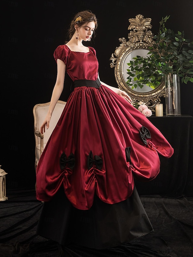  Γοτθική Λολίτα Γκόθικ Βικτοριανό Κοκτέιλ Φόρεμα Vintage Φόρεμα Φορέματα Κοστούμι πάρτι Χορός μεταμφιεσμένων Φόρεμα χορού Μακρύ Μαρία Αντωνιέτα Μεγάλα Μεγέθη Γυναικεία Κοριτσίστικα Συμπαγές Χρώμα