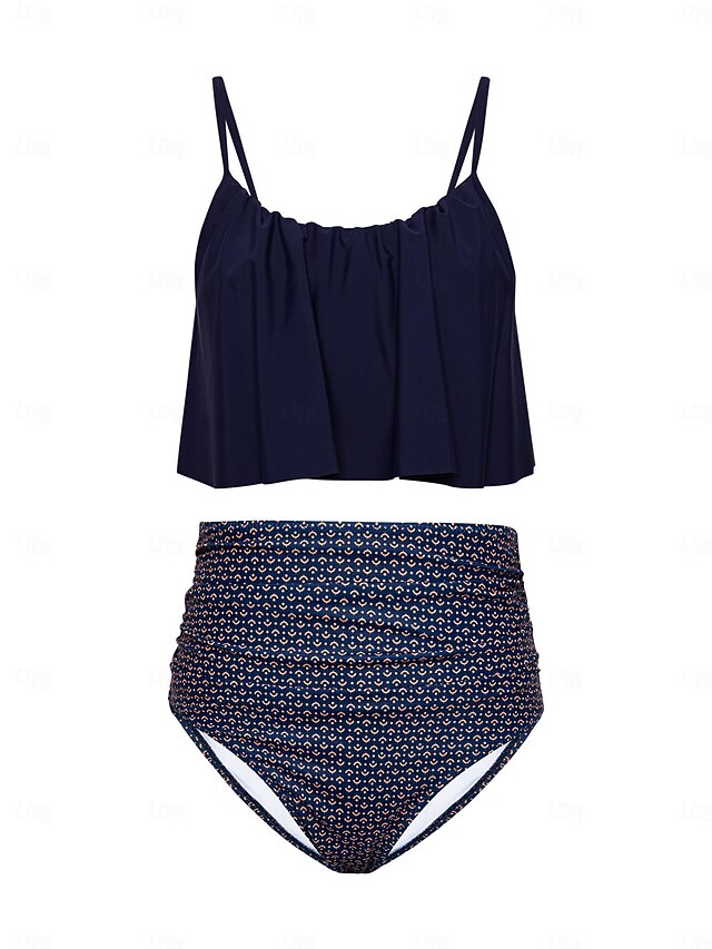 Geometric Print Strapless Tankinis Swimsuit Tummy Control 2024 26.99