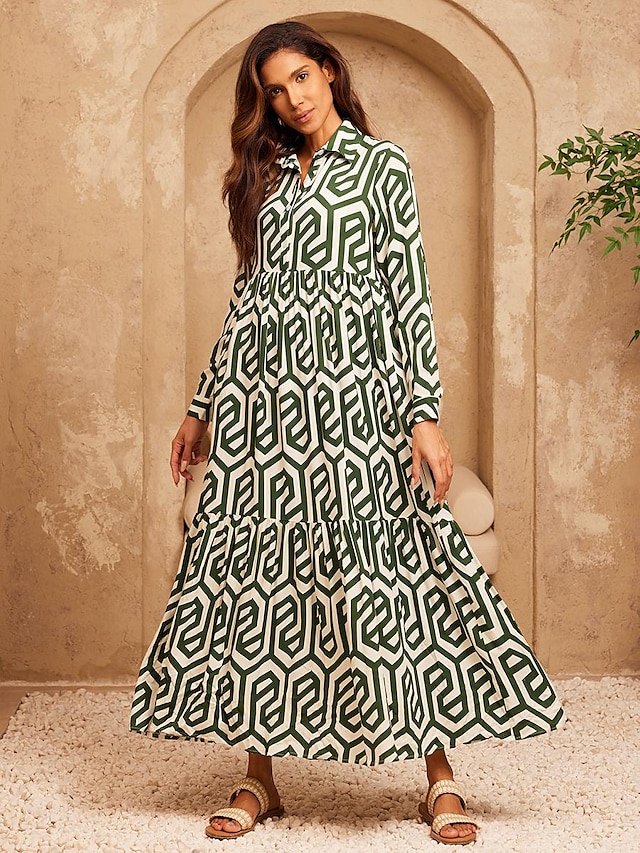  robe longue à imprimé géométrique