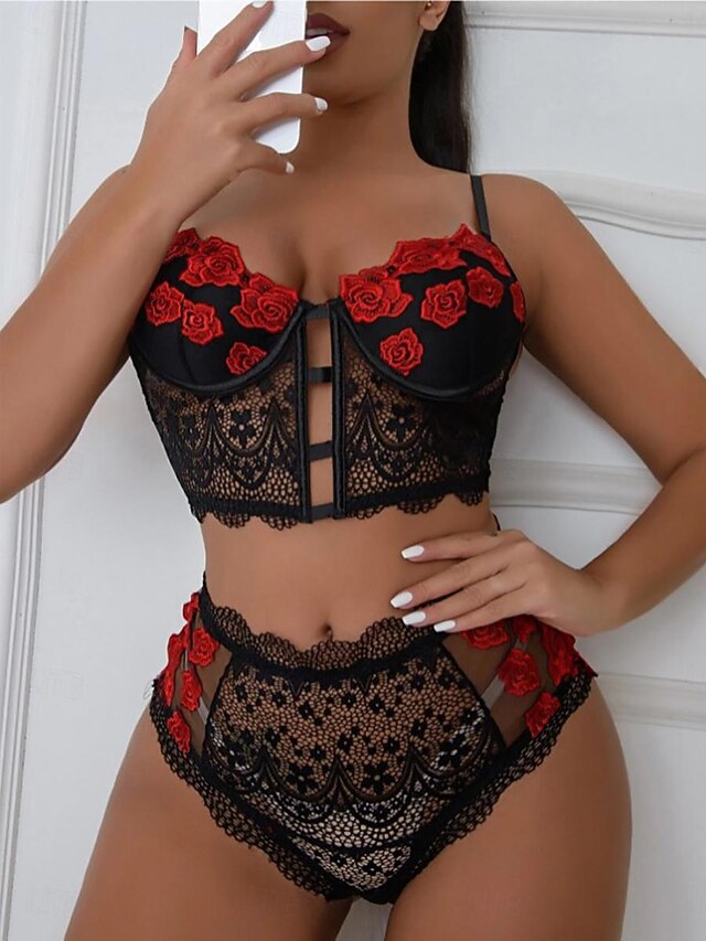 Women's Backless Sexy Erotic Sexy Lingerie Sexy Bodies Nightwear - Spandex Color Block Sexy Lingerie Set Home Outfits4