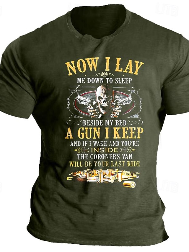  Men's Quotes & Sayings Skulls T Shirt Graphic Tee 100% Cotton Short Sleeve Graphic Shirt Black Blue Green Comfortable Tee Vacation Daily Wear Fashion Designer Clothing