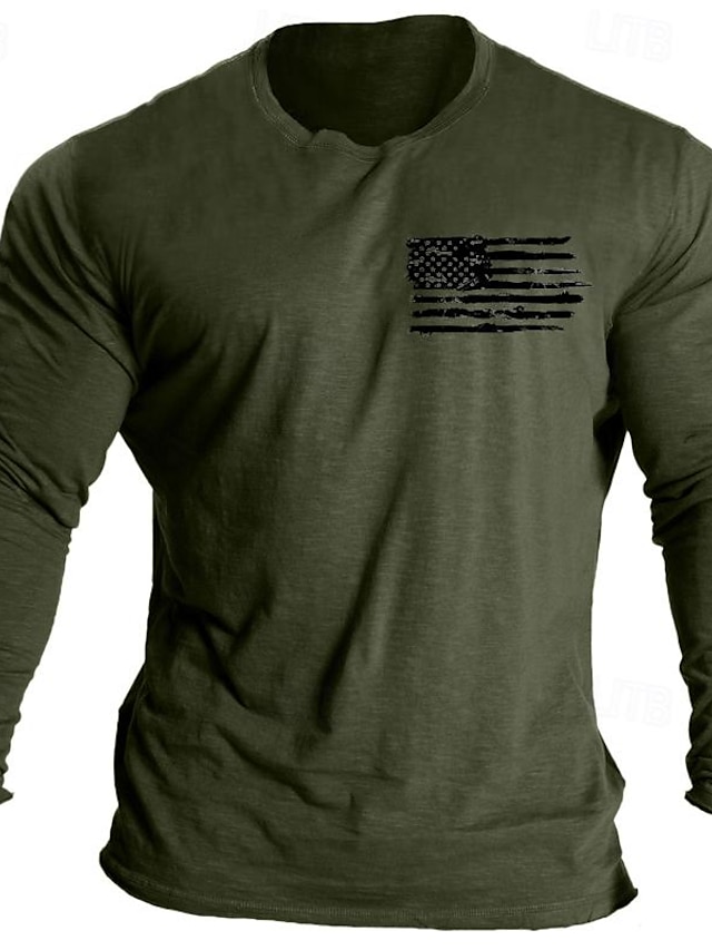  Grafische prints 100% Katoen Nationale vlag Donker Grijs Zwart Donker Marine T-shirt Informele stijl Voor heren Grafisch 100% katoen Shirt Basic Modern eigentijds Overhemd Lange mouw Comfortabel