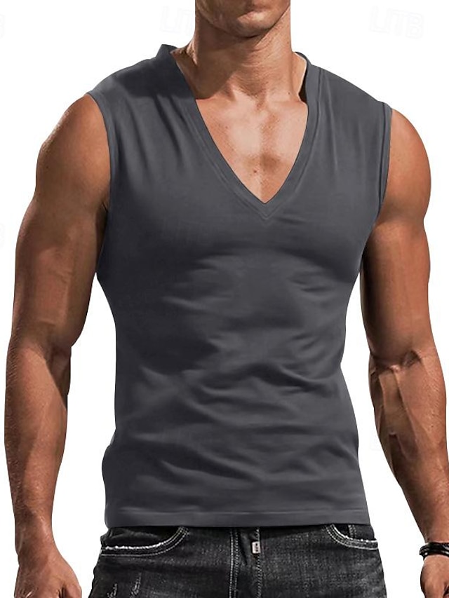  Per uomo Canotta da palestra Canotta da corsa Canotta per allenamento Top da uomo A V Senza maniche Sportivo Da mare Per uscire Casual / quotidiano Asciugatura rapida Traspirazione umidit