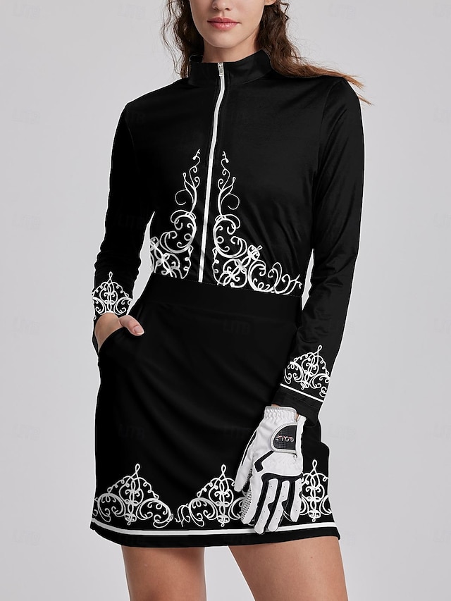  Női POLO trikó Fekete Khakizöld Hosszú ujj Napvédő Felsők Ősz Tél Női golffelszerelések ruhák ruhák, ruházat