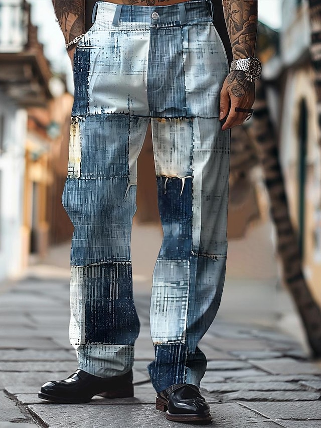  Hombre Casual Rayas pantalones de traje Pantalones Impresión 3D Exterior Calle Ajuste regular Microelástico