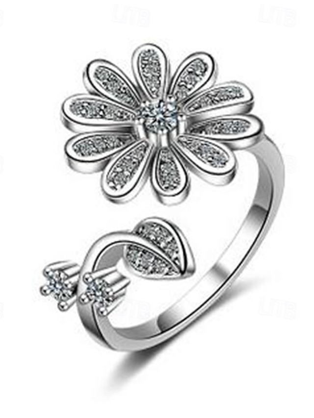  1個 指輪 For 女性用 キュービックジルコニア ホワイト 結婚式 日常 合金 クラシック フラワー