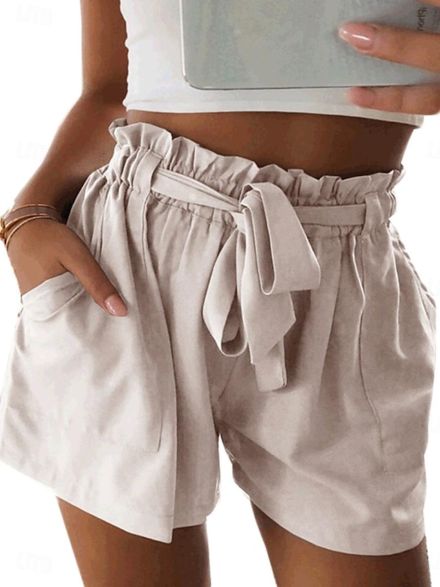  Bas Intérieur du quotidien Femme Mélange de Coton Respirable Mode basique Confort Pantalon court Poche Taille elastique Eté Couleur monochrome