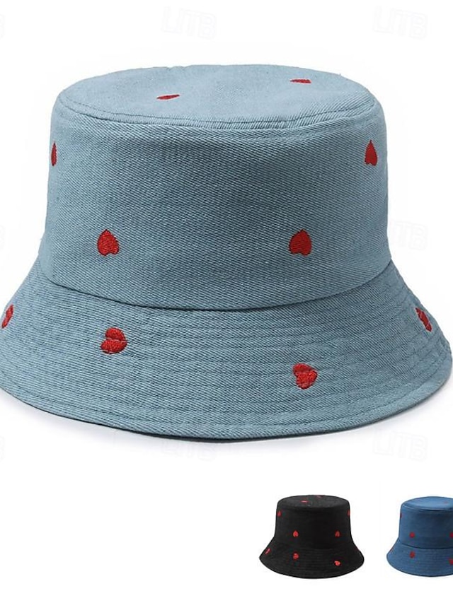  Women's Hat Bucket Hat Sun Hat Portable Sun Protection Outdoor Daily Weekend Embroidery Heart