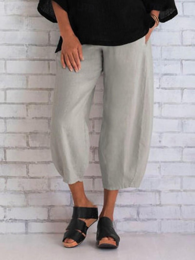  Pentru femei Pantaloni scurți din bumbac in pantaloni scurți capri Casul Zilnic Lungime până la glezne Simplu Buzunare laterale Respirabilitate Comfortabil Inelastic Sfârșit de săptămână Negru