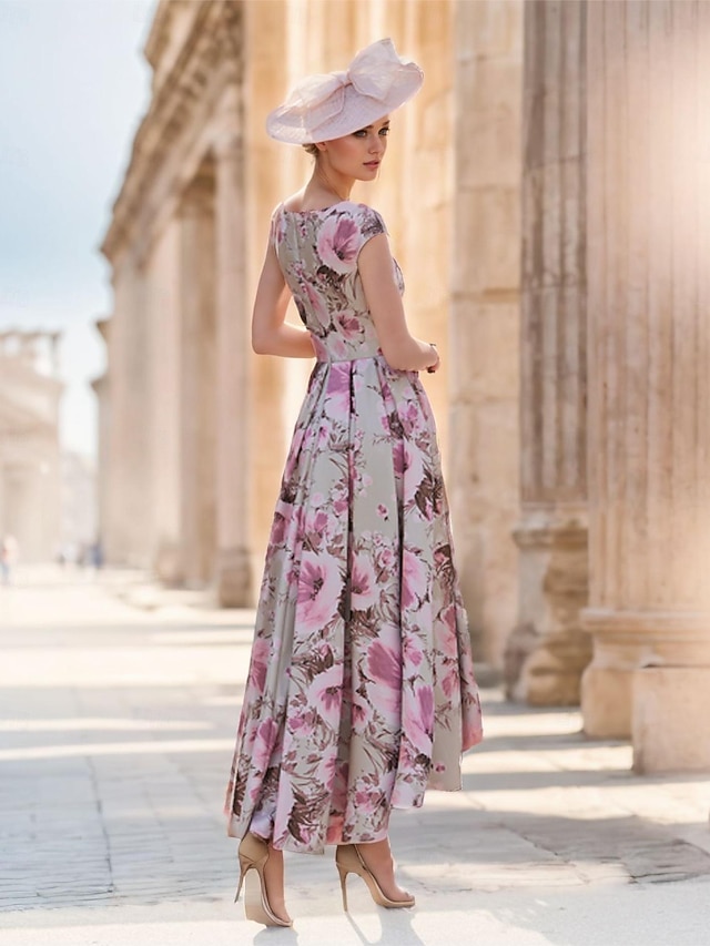 A-line V Neck Floor Length Lace Short Sleeve Mother of Bride/Wedding Guest Dress main image 1