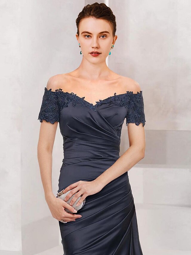 Elegant V-Neck Short Sleeves Chiffon Mermaid Floor-Length Mother of The Bride Dresses