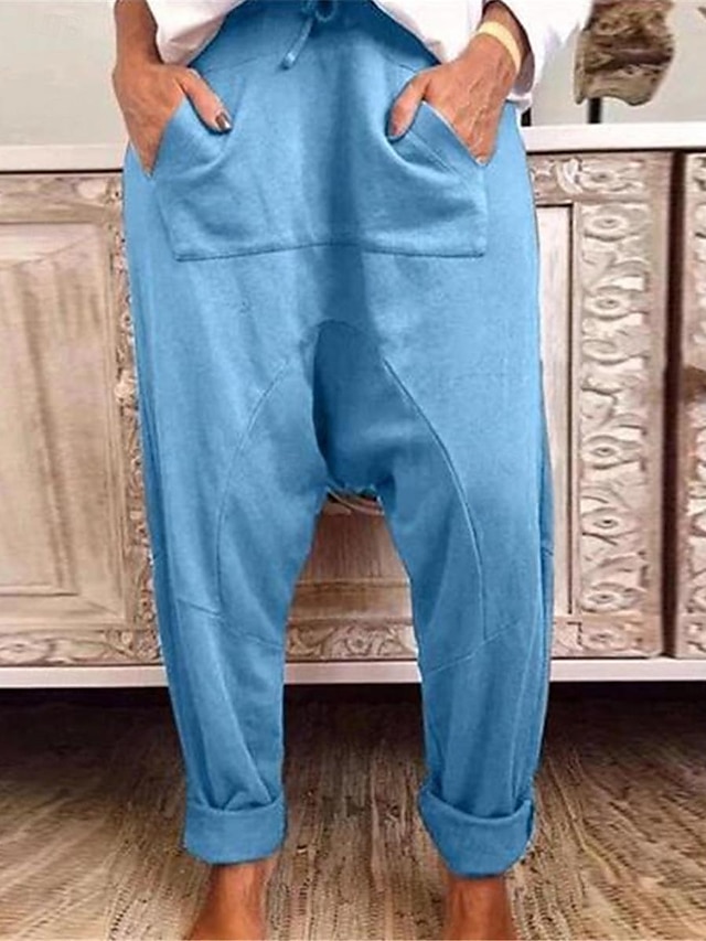  Bas Intérieur du quotidien Femme Coton Respirable Mode basique Confort Pantalon long Poche Eté Couleur monochrome